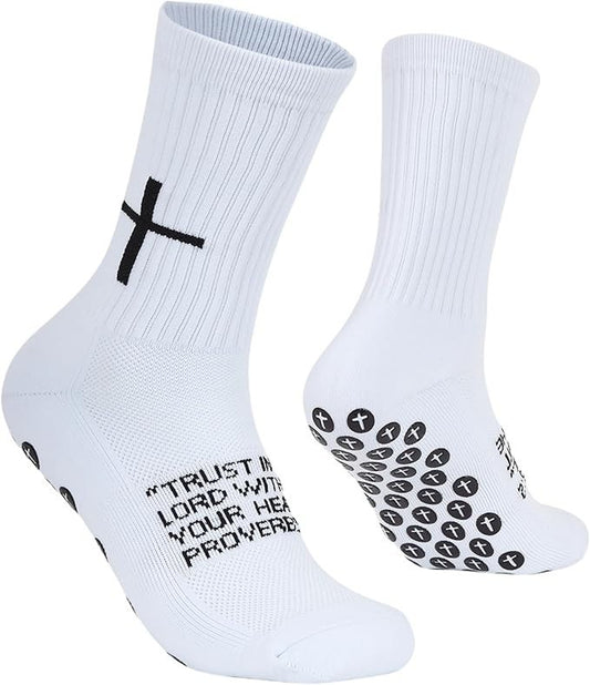 1 Pair Cross Grip Soccer Socks, Anti-Slip Sports Grip Socks for US Size 6-13